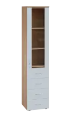 LE - 44 skříň léková prosklená, pravá, korpus dub bardolino, dvířka bílá